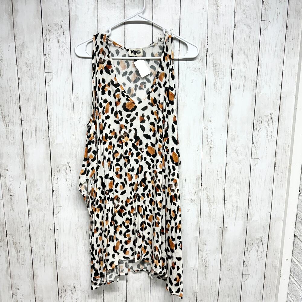 Show Me Your Mumu Dress Womens Small Circus Mini Leopard Print Cold Shoulder‎
